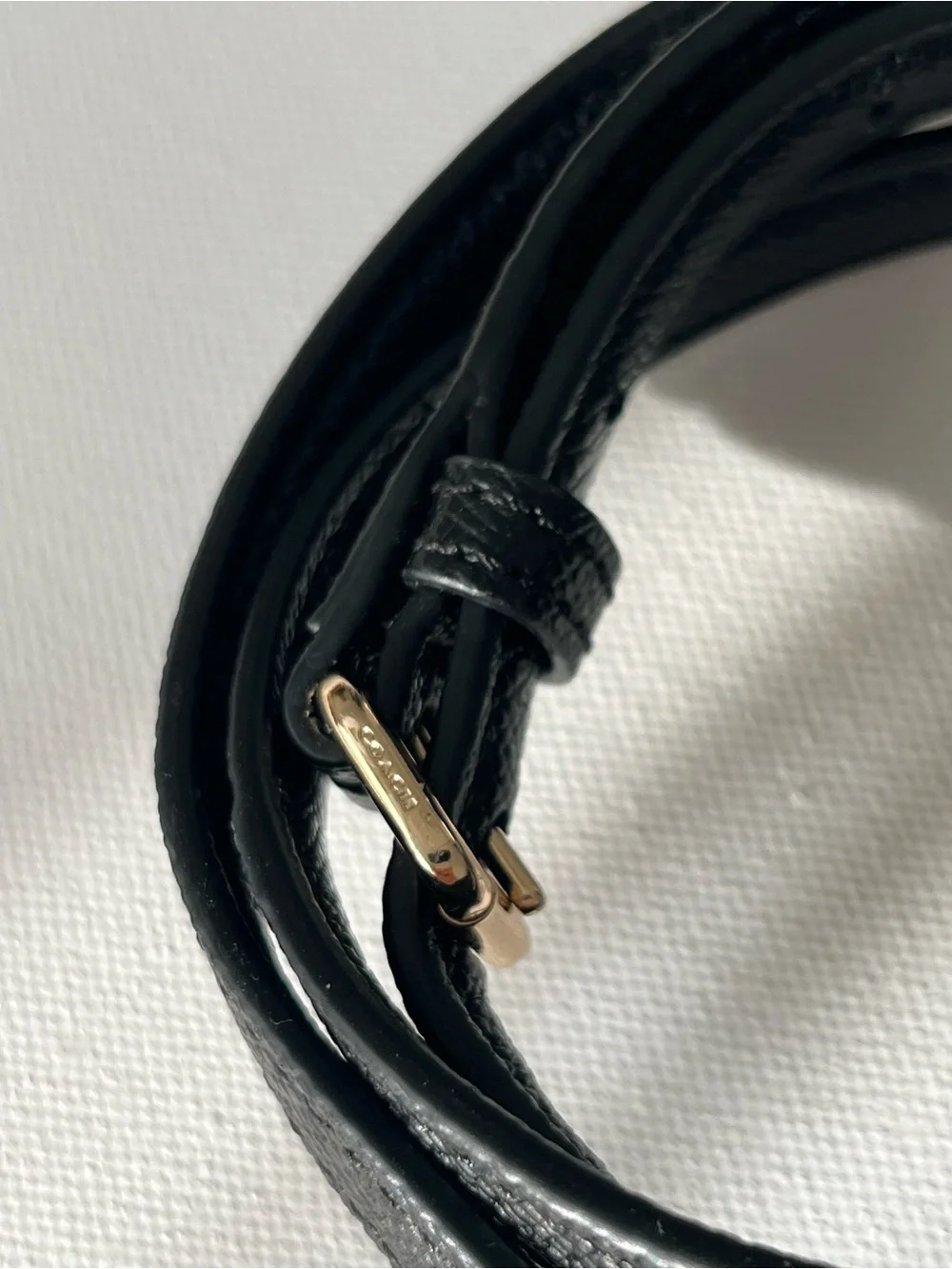 Coach Black Leather Shoulder Strap with Gold Tone Clasp